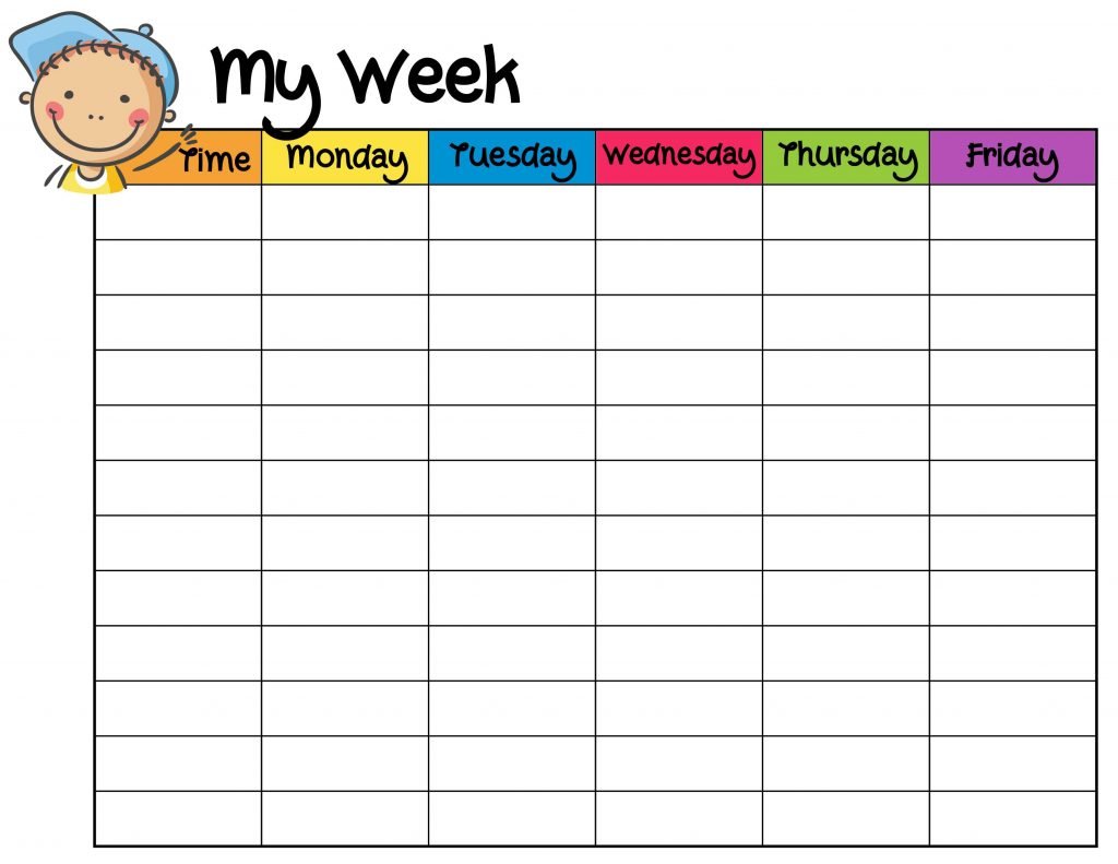 customizable free weekly activity planner template for kids