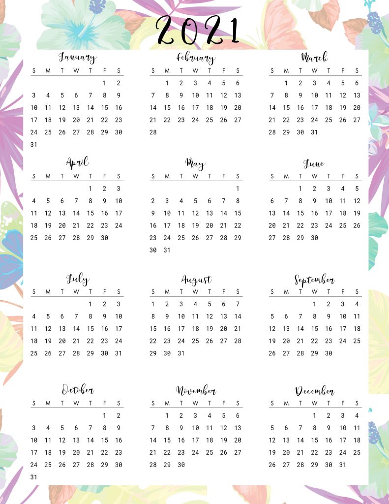 Printable calendar 2021 with daily planners and to-do lists in beautiful floral prints