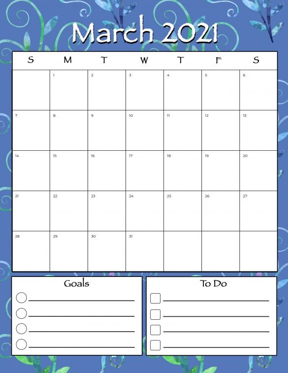 Free Printable 2021 Floral Calendar