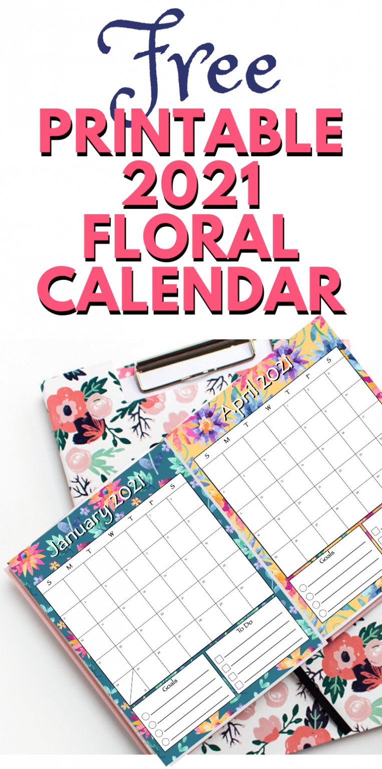 Free Printable 2021 Floral Calendar